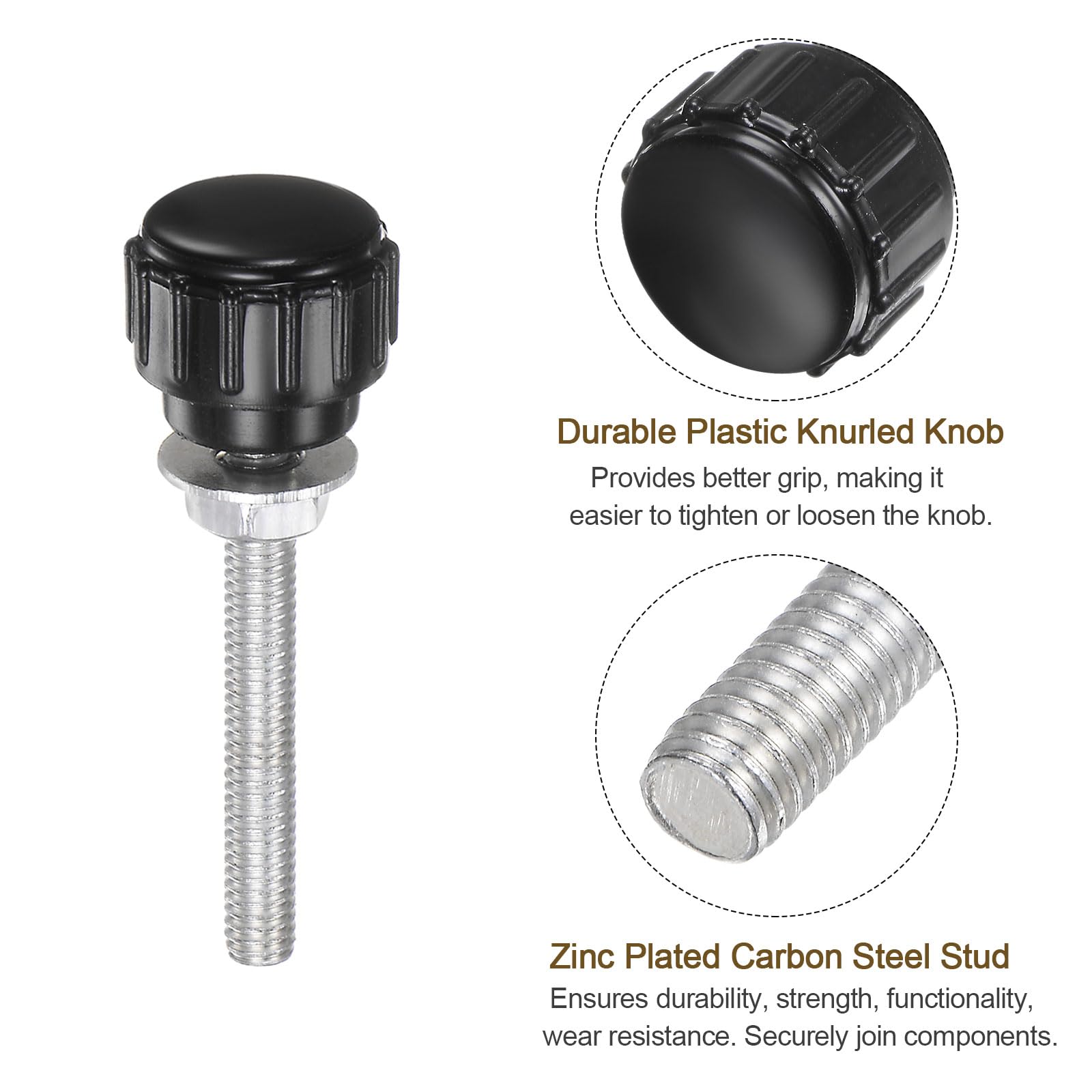 Amazon.co.jp: uxcell 4セット M4 x 30mm メスねじ ニュル付きつまみ